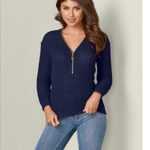 Venus Navy blue large zip sweater